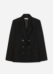 Textured Tuxedo Blazer in Virgin Wool - Black - CO Collections